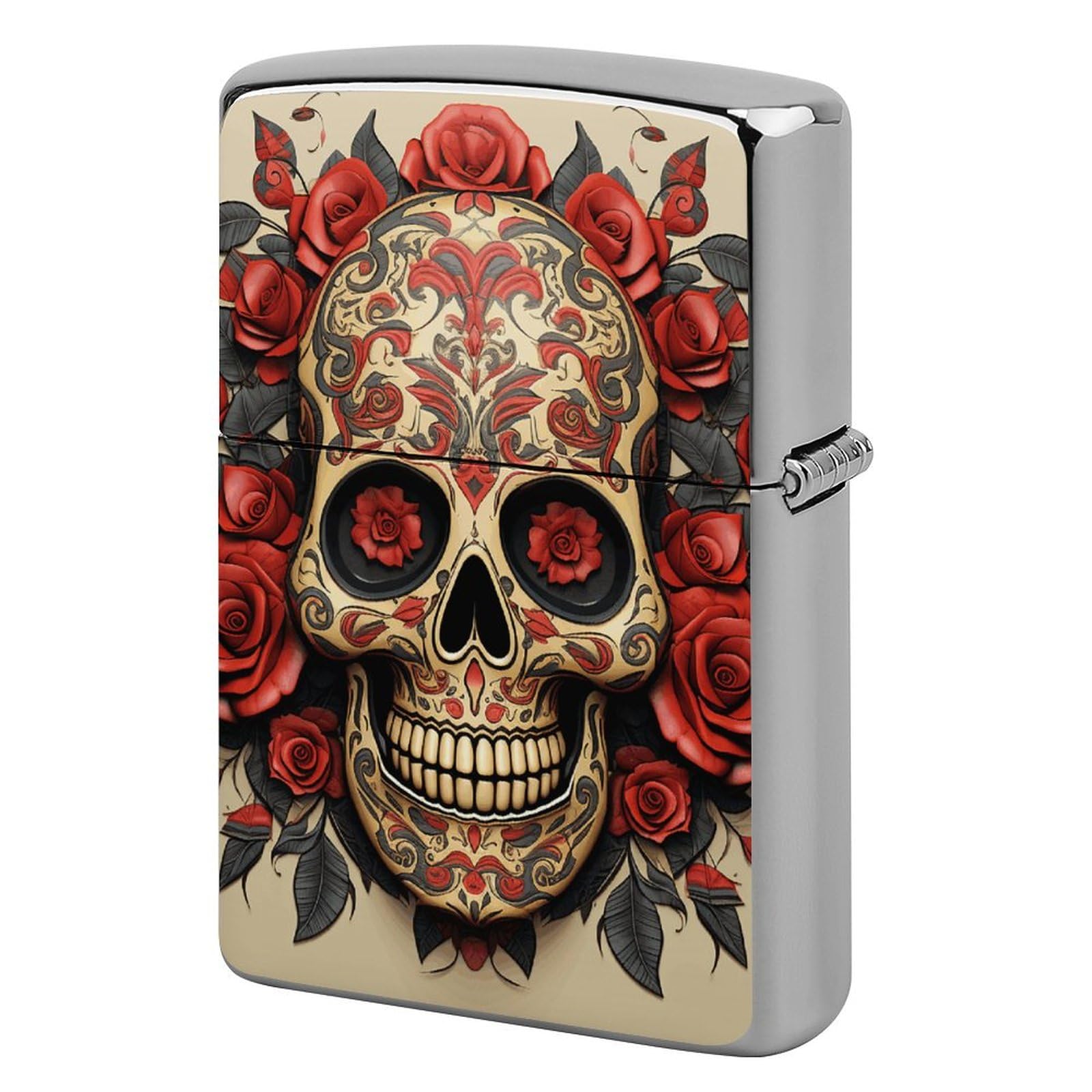 Amazon.com: Red Rose Sugar Skull Metal Lighter Case Windproof Vintage Lighters  Holder Reusable Cool Cigarette Lighter Cover for Men Personalized Pocket  Flip Lighters Sleeve Double Sided Portable Protective Sleeve : Health &