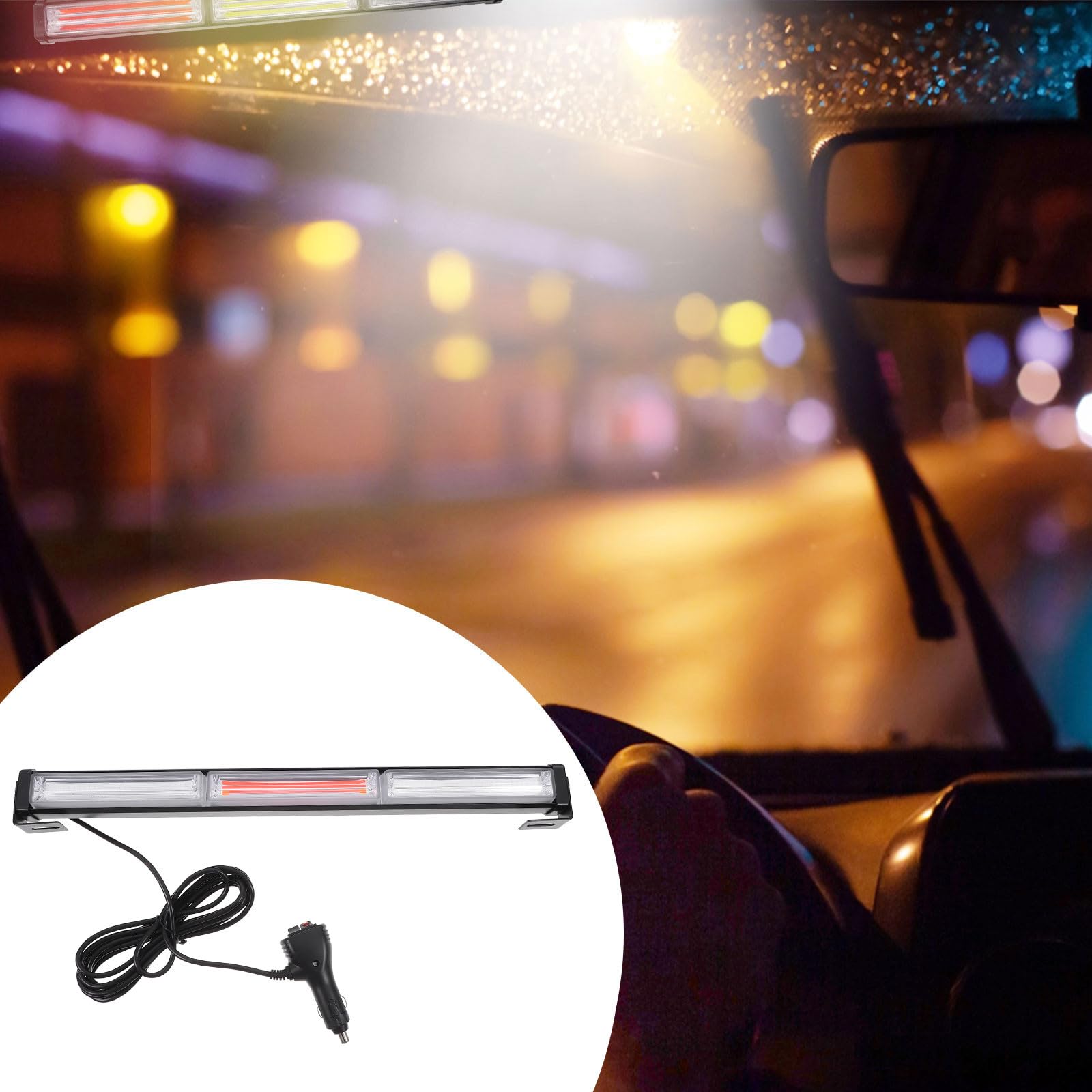 NUOBESTY Phare Stroboscopique LED Cob 3 Segments Rouge et Bleu Feu Clignotant D’Avertissement pour Calandre de Voiture Éclairage Haute Luminosité Montage par Vis Couleur Aléatoire