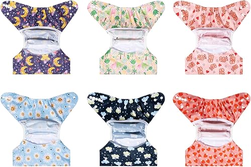 Miniatura 2 de ALVABABY 6 fundas para pañales de tela y 1 bolsa húmeda y seca, lavable y reutilizable para pañales preplegado con bolsa multifuncional, insertos de