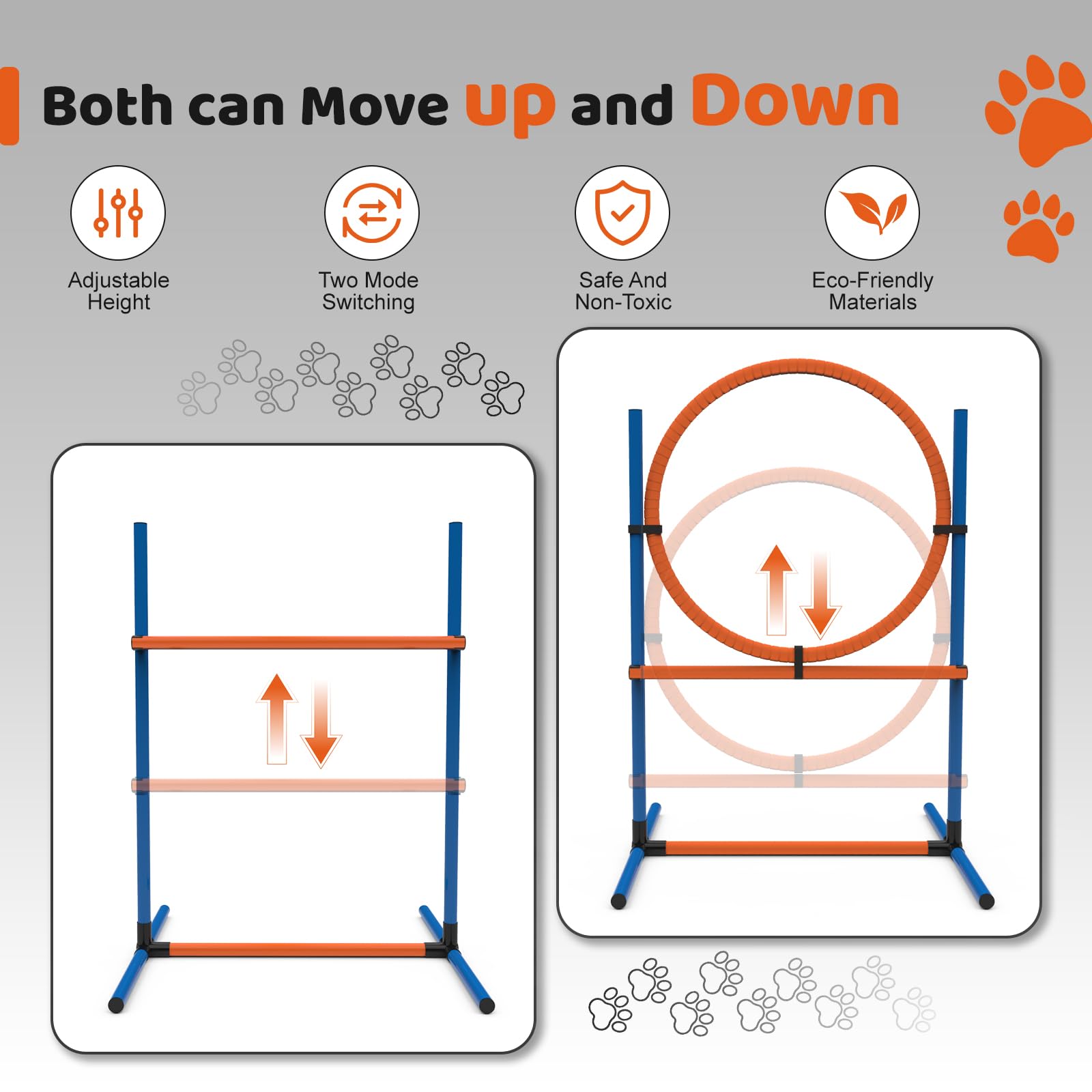15 Piece Pets Agility Training Equipment, Obstacle Course Kit with Adjustable Dog Hoop, Dog Jump, Weave and Blind Poles, Pause Box for Outdoor Game - image 4
