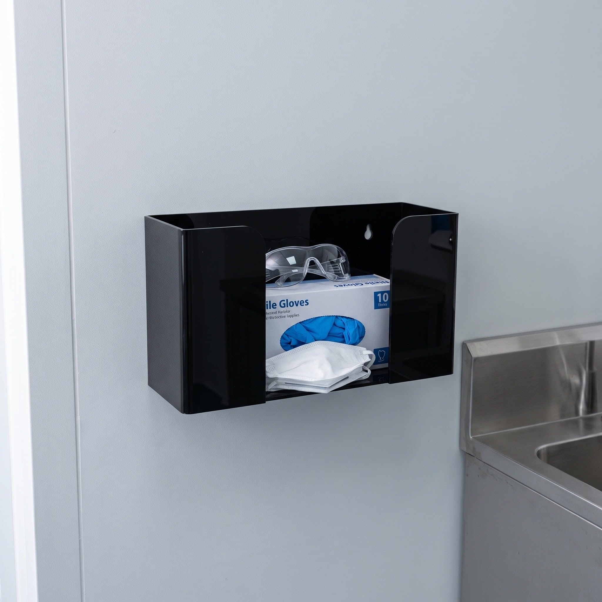 Veemoon Dispensador de guantes de montaje en pared, caja de almacenamiento