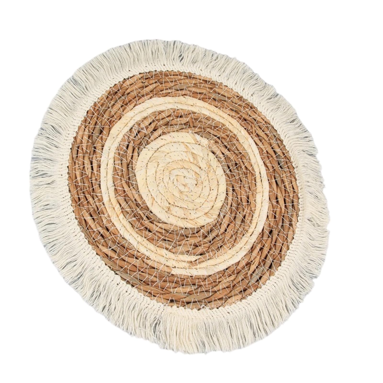 Msioytog Wall Basket Decoration Wall Mountable Basket Sustainable Natural Rattan Round Art Living Room Art