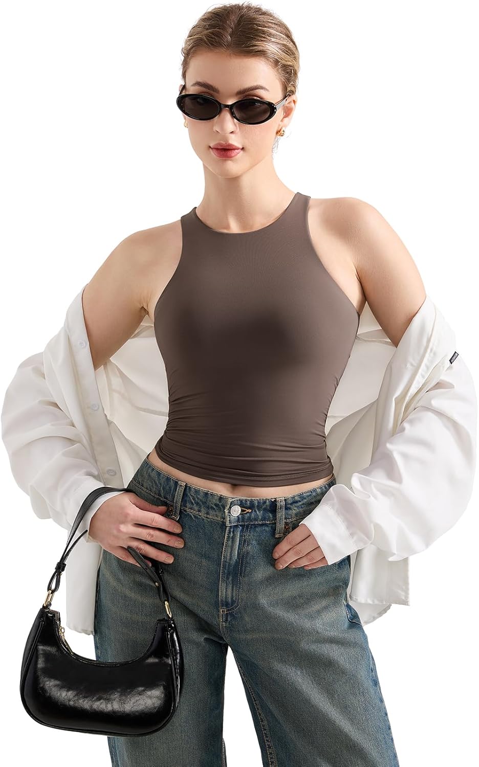 SUUKSESS Women High Neck Sleeveless Double Lined Summer Basic Crop Tank Tops - Image 5