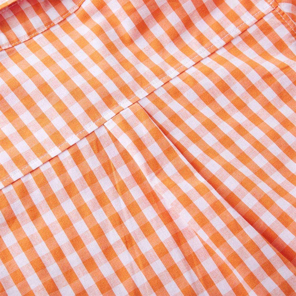 Spring&Gege Camisa de vestir de popelina a cuadros de manga corta para niño
