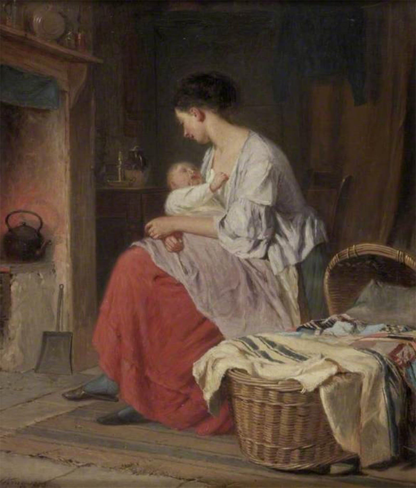 Posteriik No Frame Vintage Classic Picture Landscape Artwork Mother And Child By Haynes King Portrait Canvas Painting For Office Home Decor 60X90cm