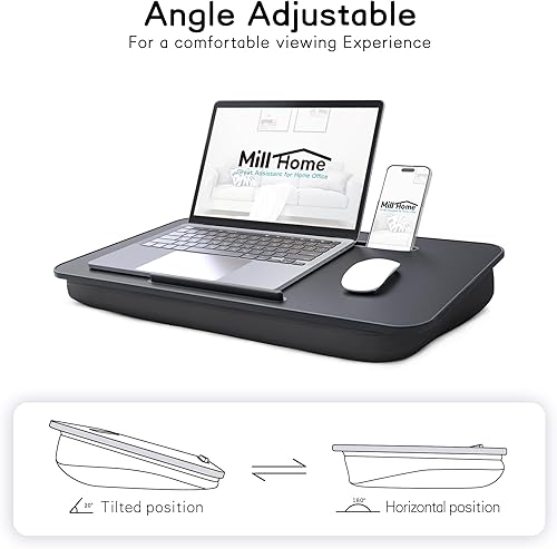Miniatura 8 de Escritorio de regazo con cojín, se adapta a portátiles de hasta 17 pulgadas, almohada diseñada ajustable, soporte portátil para laptop con bandeja,