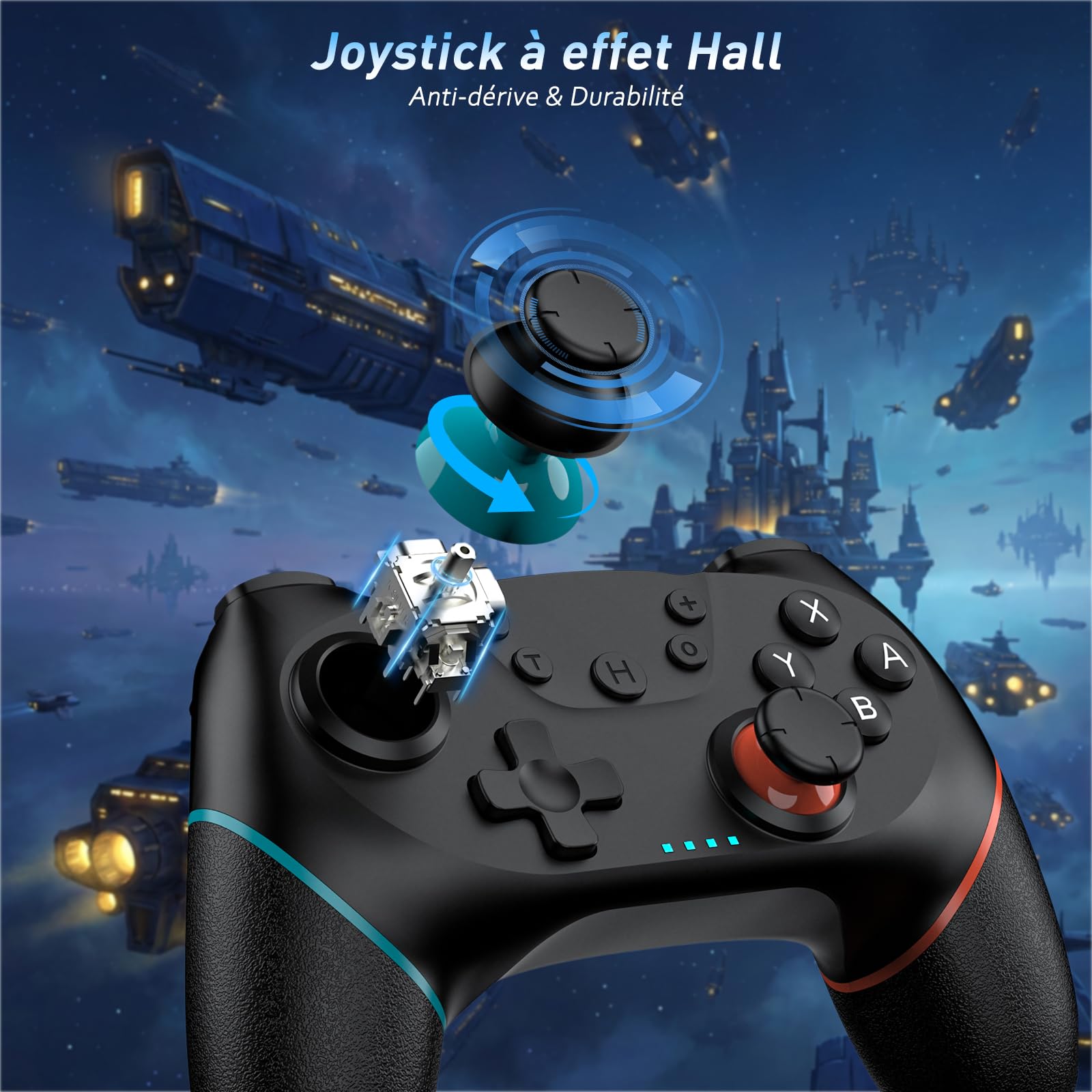 Reddening Manette Switch 2 Lot de 2, Manette Switch pour Switch/Switch 2/Switch Lite/Switch OLED, Manette Switch 1 avec Double Vibration, Gyroscope 6 Axes, Joystick Hall, Réveil, Turbo