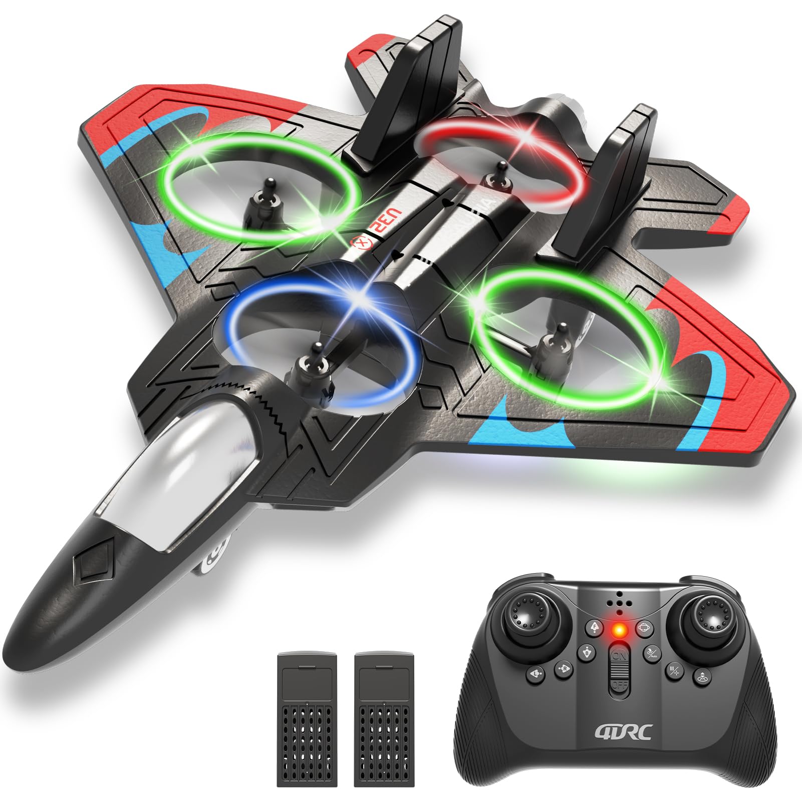 RC Plane Remote Control Airplane for Kids Adults Beginners, Red,2 Batteries