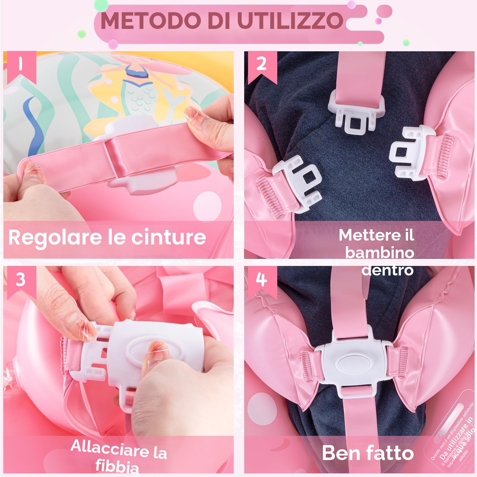 Thedttoy Salvagente Neonato 6-36 Mesi galleggiante gonfiabile piscina con doppio airbag & Tettuccio Parasole, sedile di sicurezza regolabile nuoto galleggiante per bambino Ragazze 1 2 3 Anno (Rosa)