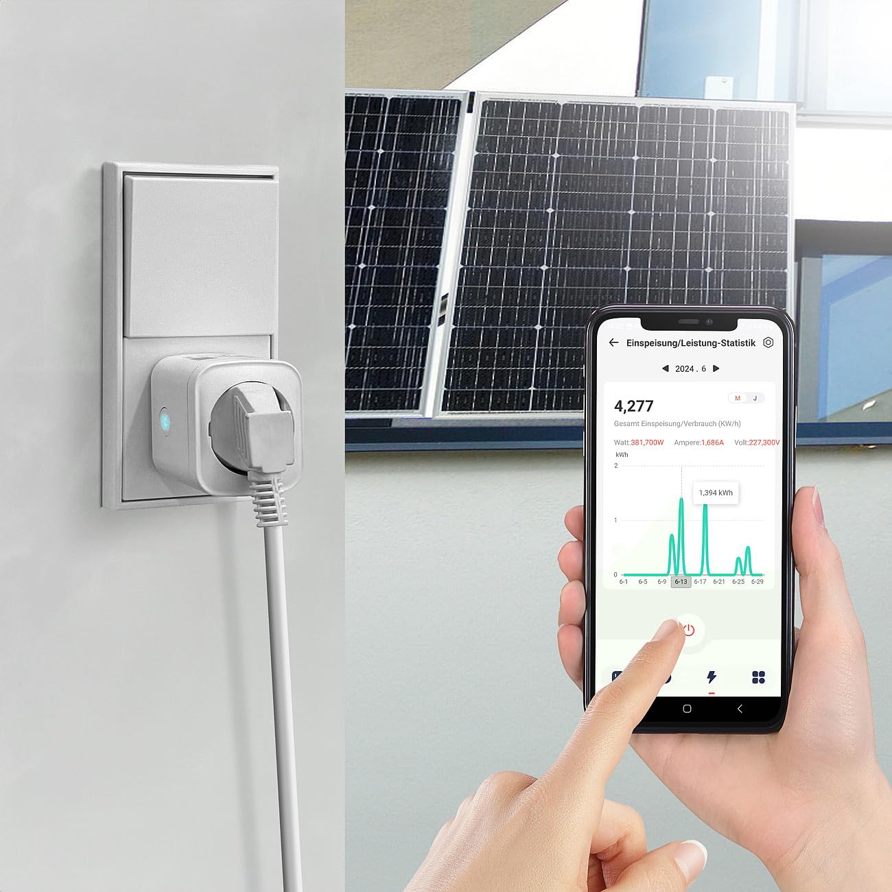 Luminea Home Control Smarte Steckdose: 4er-Set WLAN-Steckdose, Matter-zertifiziert, Energiekostenmesser, 16 A (Schaltsteckdose, Alexa, Switch)
