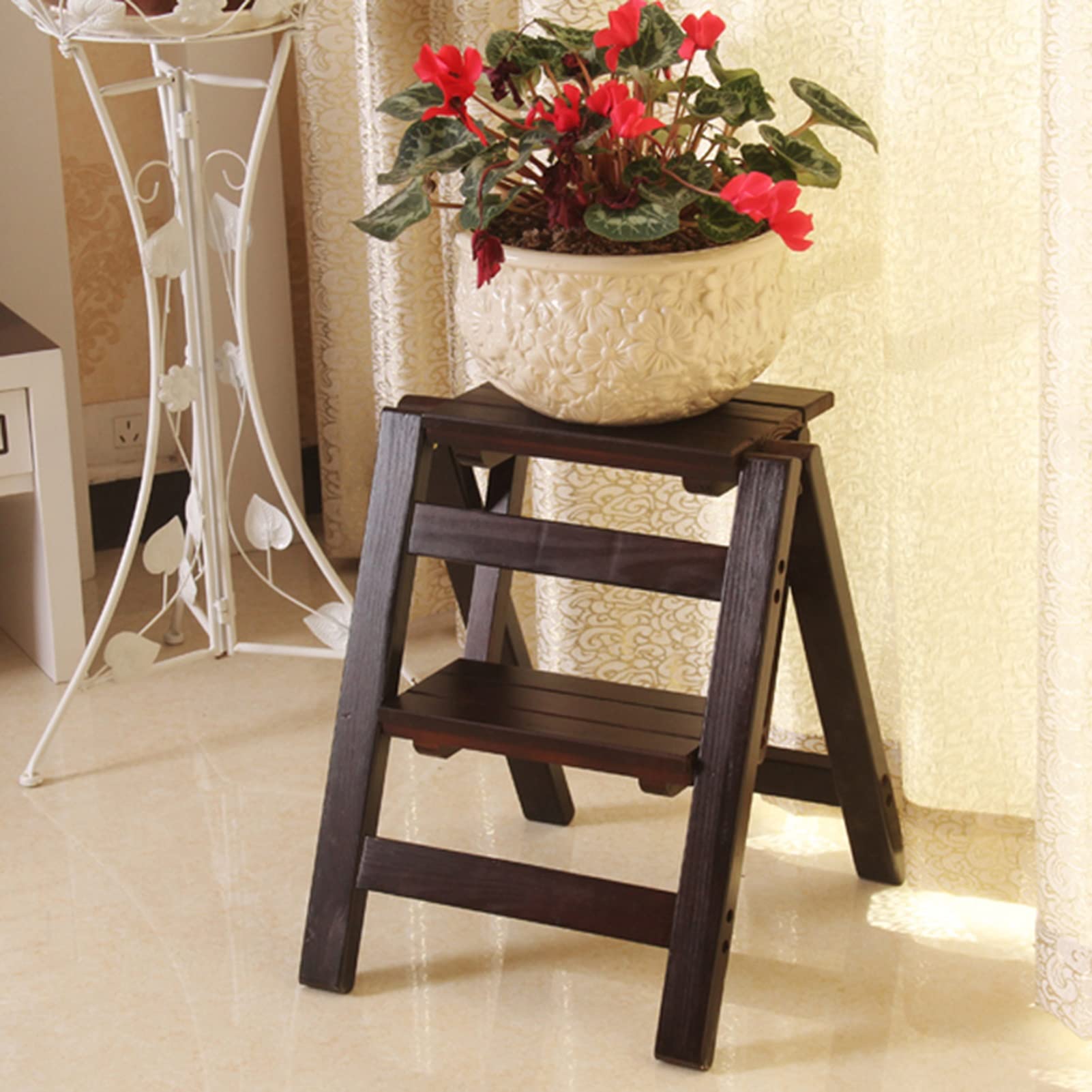 Trittschemel， Klappbare Tritthocker-Leiter, Holz-Trittleiter, robuste, rutschfeste Treppe, Stuhlgestell, beweglich, tragbar, Mil