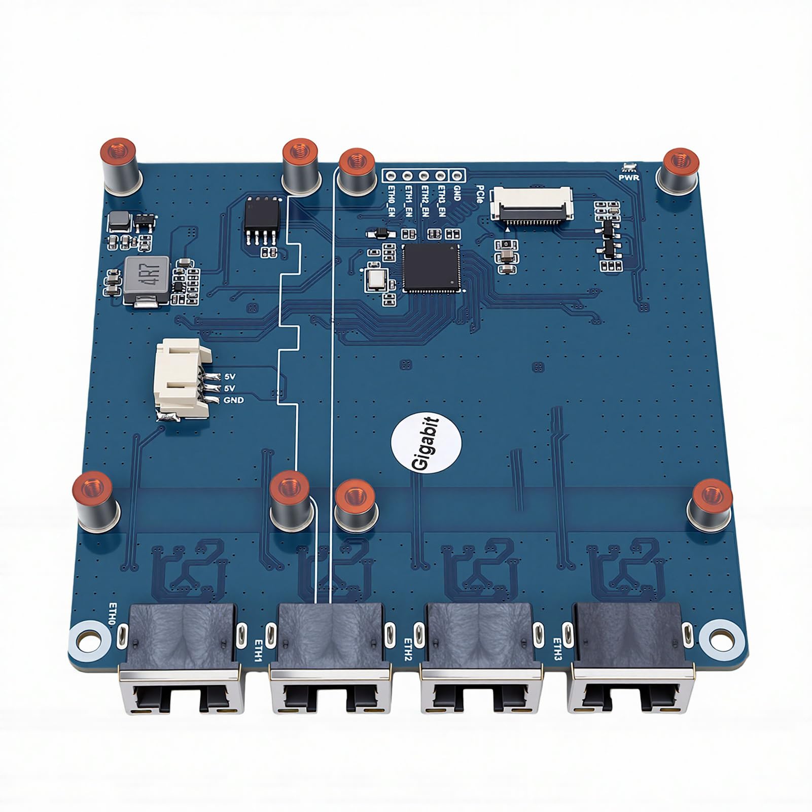Fabater Karta PCIe do 4-kanałowej Gigabit ETH z funkcją Plug and Play dla Wydajnego Urządzenia Sieciowego RasPi 5 o Wysokiej Kompatybilności