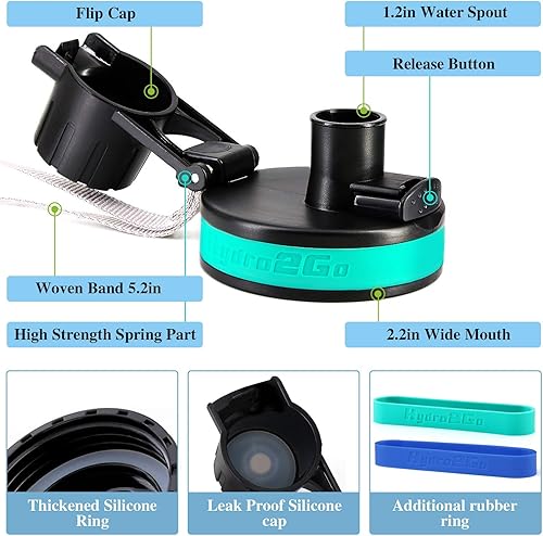 Miniatura 3 de Hydro2Go Tapa de repuesto para botellas Hydro Flask de boca estándar y ascenso moderno simple de 12 a 64 onzas, accesorios para botellas de agua