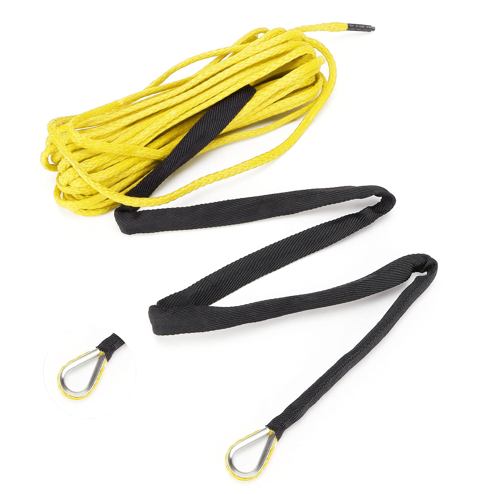 Lina Syntetyczna, Kabel Wciągarki 7700LBS Nylon 15M Zamiennik Liny Syntetycznej do Ciężarówki Smittybilt SUV ATV UTV(Żółty)