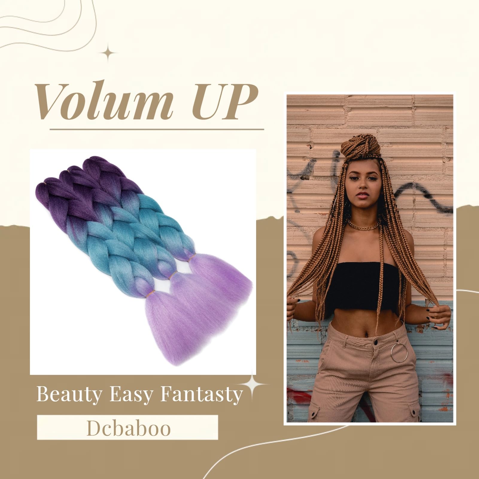 Dcbaboo Jumbo Braiding Hair Extensions 3packs 24inch Hair Extensions for Braiding Synthetic Hair Kanekalon Ombre Braids Hair Extensions Afro Crochet Braids Twist Hair 300g - Image 3