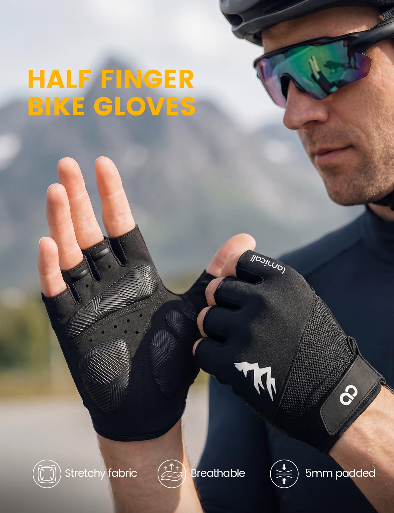 Lamicall Bike Gloves for Men Women - [Anti-Slip Shock-Absorbing Pad] Exercise Gloves, Breathable Materials, Cycling Gloves for Bicycle, Gym, Motorcycle, Rowing, Indoor & Outdoor Sports - 3