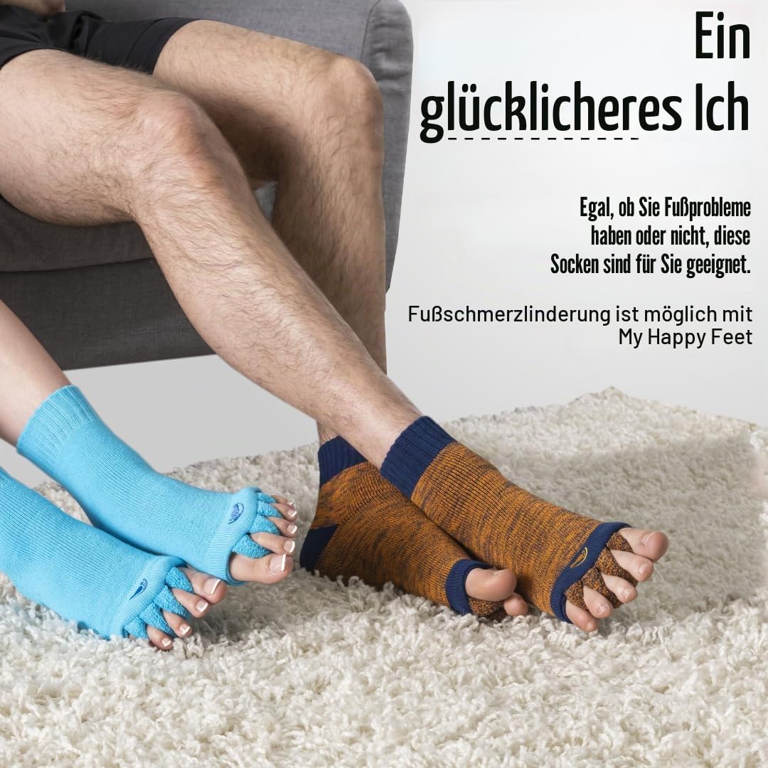 Happy Feet Original Fußausrichtungssocken mit Zehentrenner MULTICOLOR M