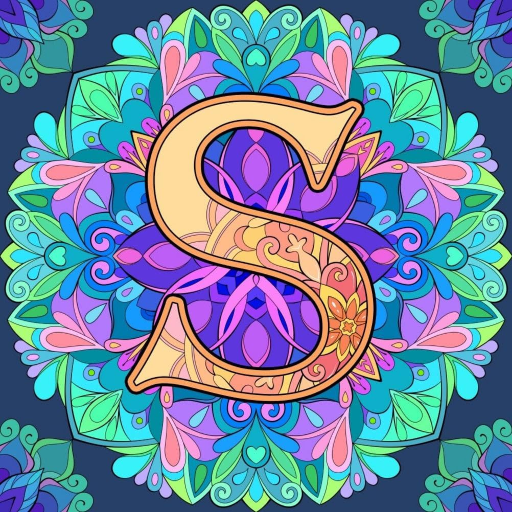 Hnylton S 5D Diy Full Round Drill Diamond Painting Mandala Alphabet Mosaic Wall Art Kit Decoration 30X30cm