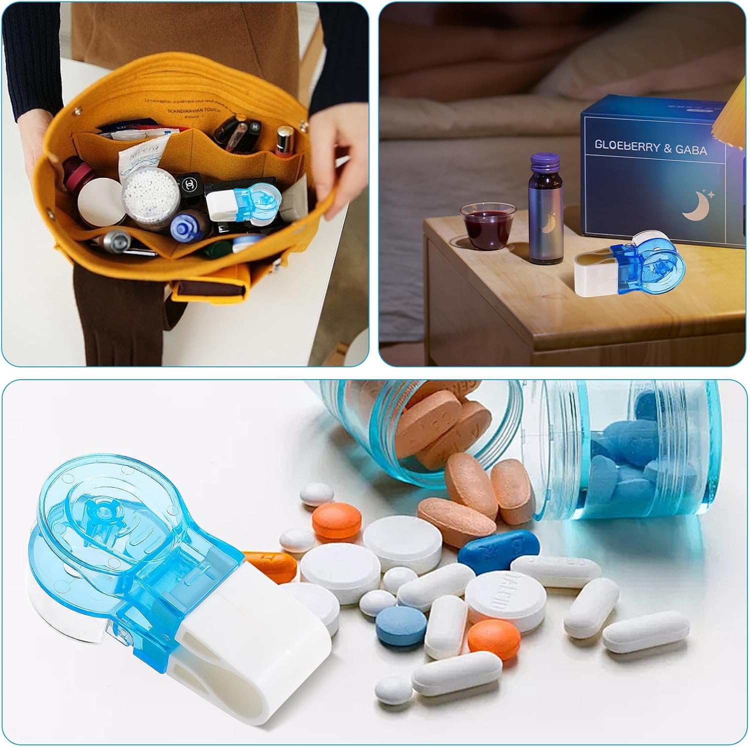 Gjinxi Portable Pill Taker, 3PCS Pill Popper for Blister Packs for the Elderly and Weak Hands, No Contact Easy to Take Out Pills Popper Tool with Pills Organizer Box