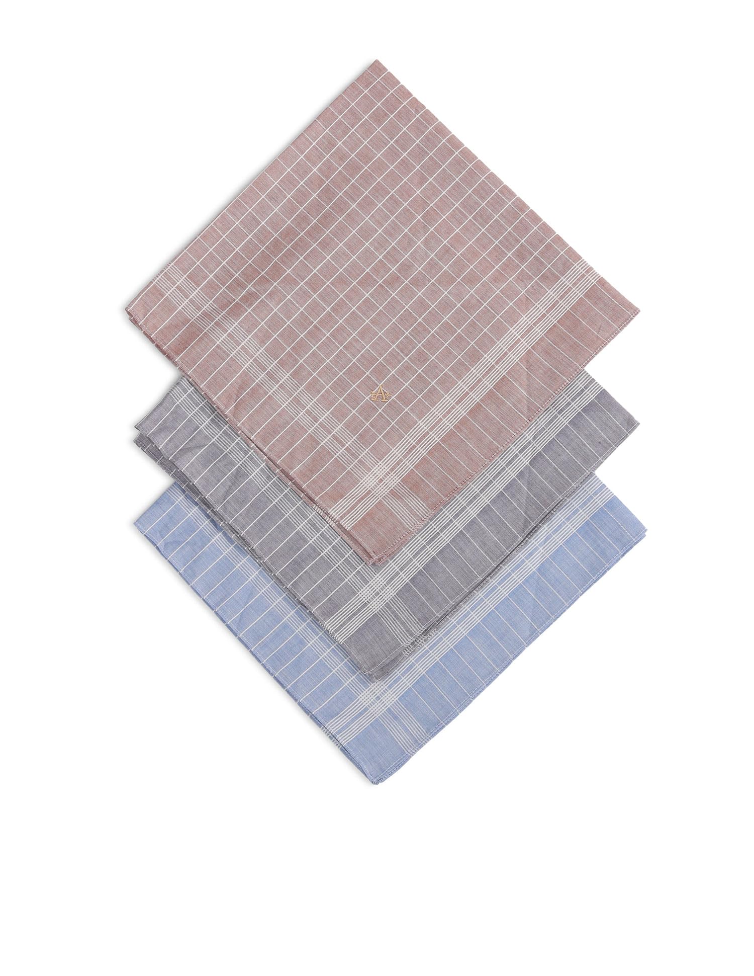 Men's Multi Cotton Checked Casual Handkerchief-image-29
