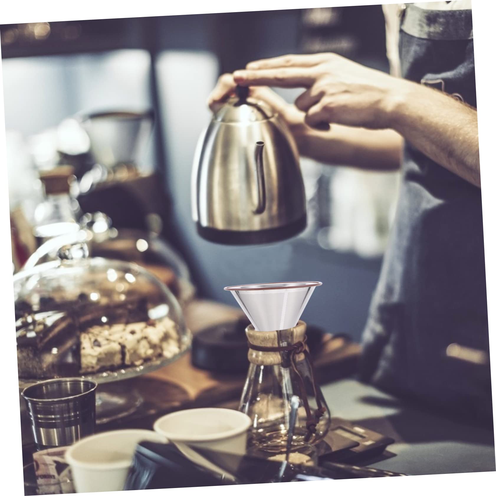 Uonlytech 3pcs Stainless Drip Filter Funnel Reusable Shaped Strainer for Tea Brewing No Filters Needed Easy to Capacity