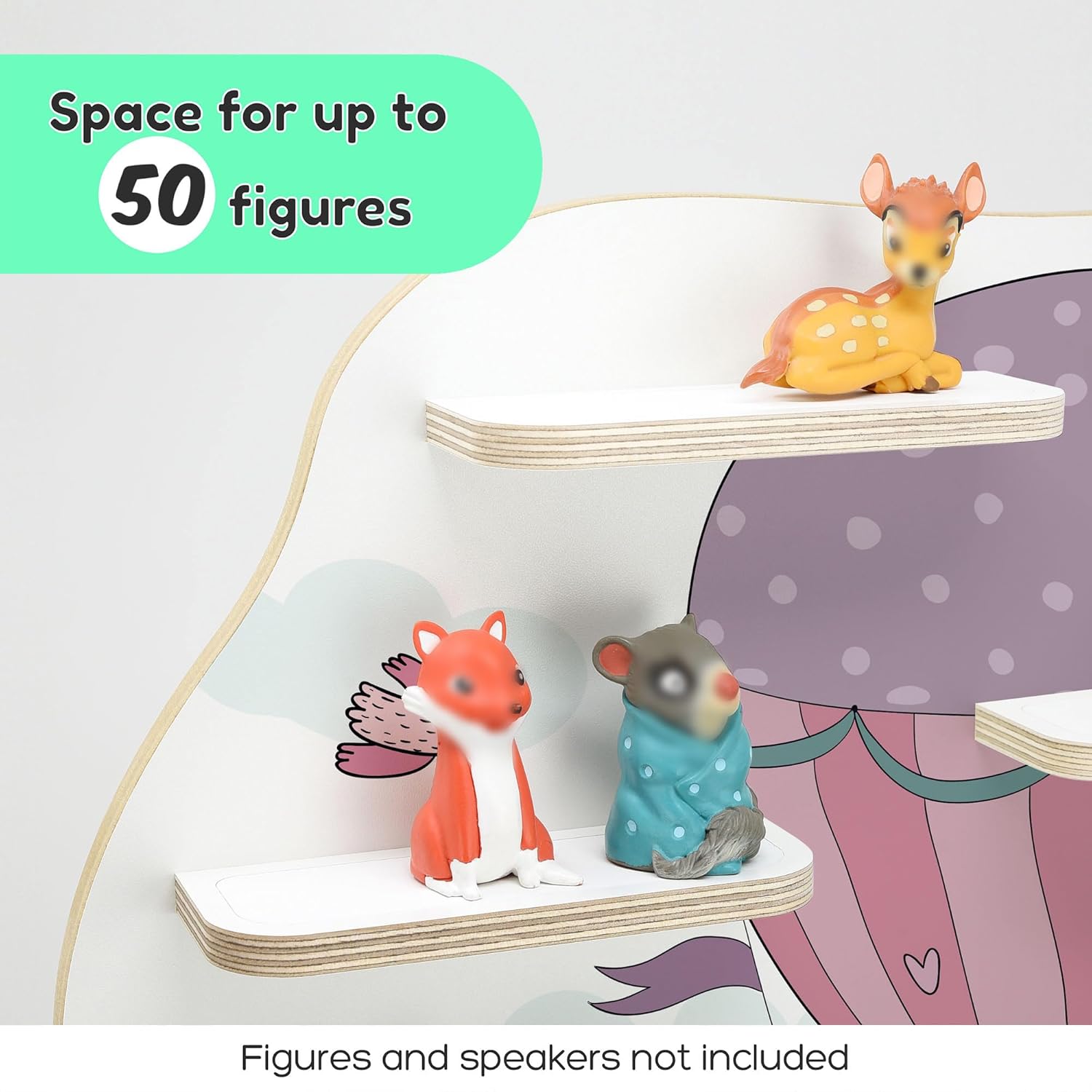 stadtecken Wooden Shelf for Music Box I Suitable for The Toniebox and ca. 50 Tonies I Perfect Storage in The Children's Room I for Setting up or Hanging (Large, Up)