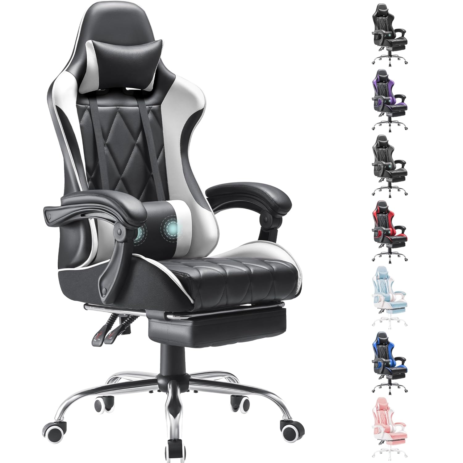 Homall Gaming Chair Computer Chair with Footrest and Massage Lumbar Support Ergonomic High Back Video Game Chair with