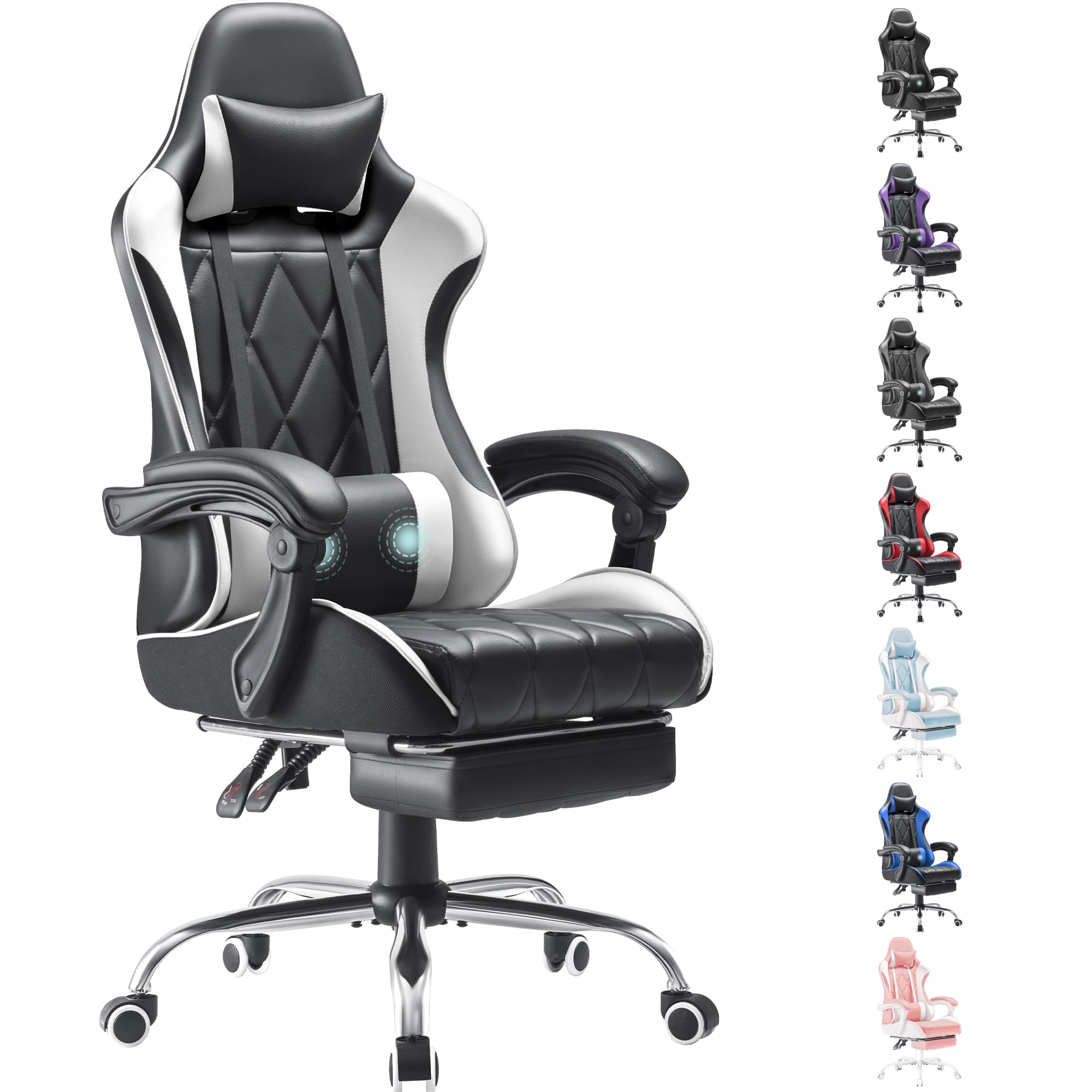 Homall Gaming Chair Computer Chair with Footrest and Massage Lumbar Support Ergonomic High Back Video Game Chair with