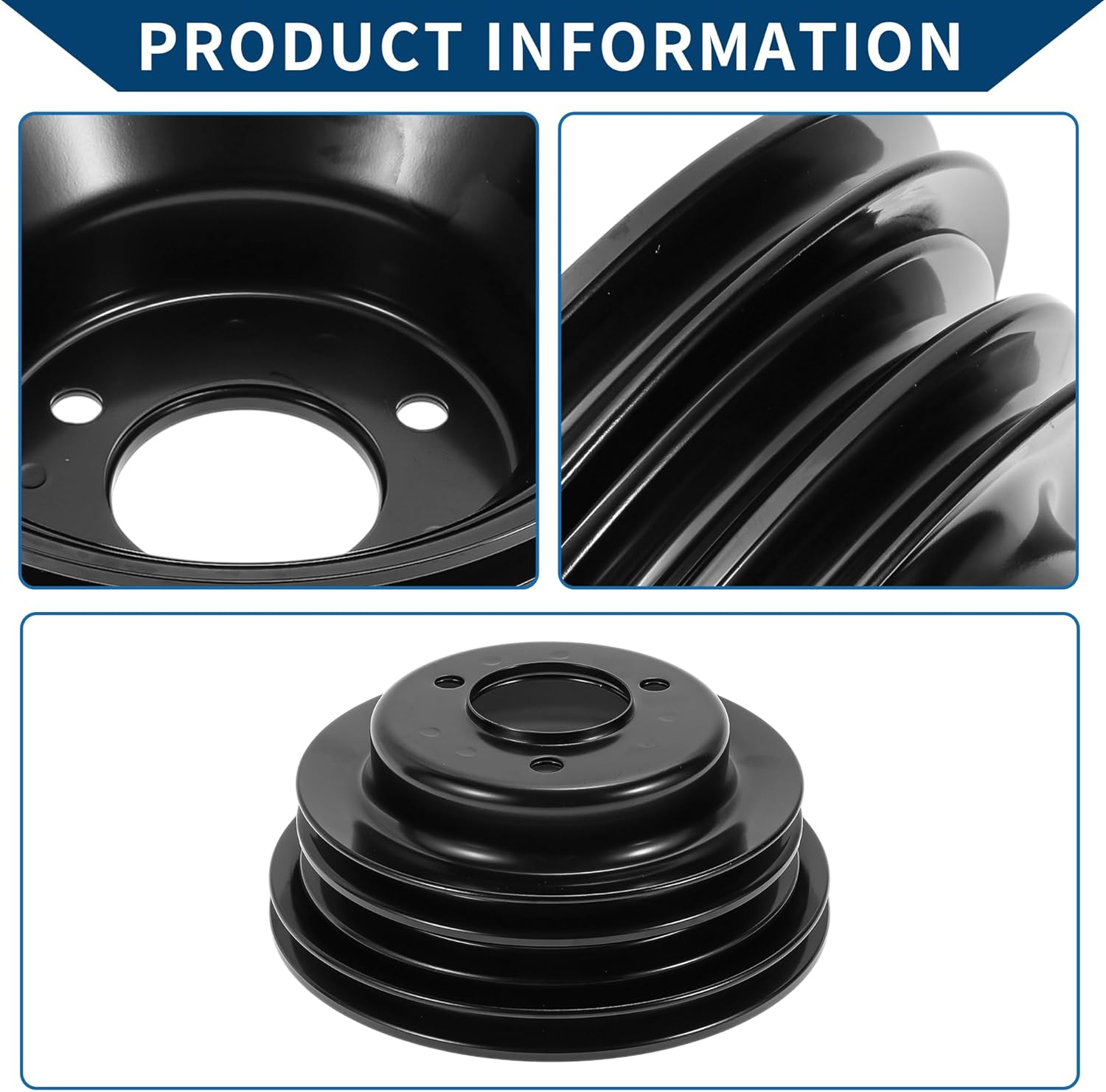 Crankshaft Pulley for Chevy Big Block 396 427 454 Triple-Groove LWP Long Water Pump Crank Pulley 3 Groove Durable Iron 1 Pc Black