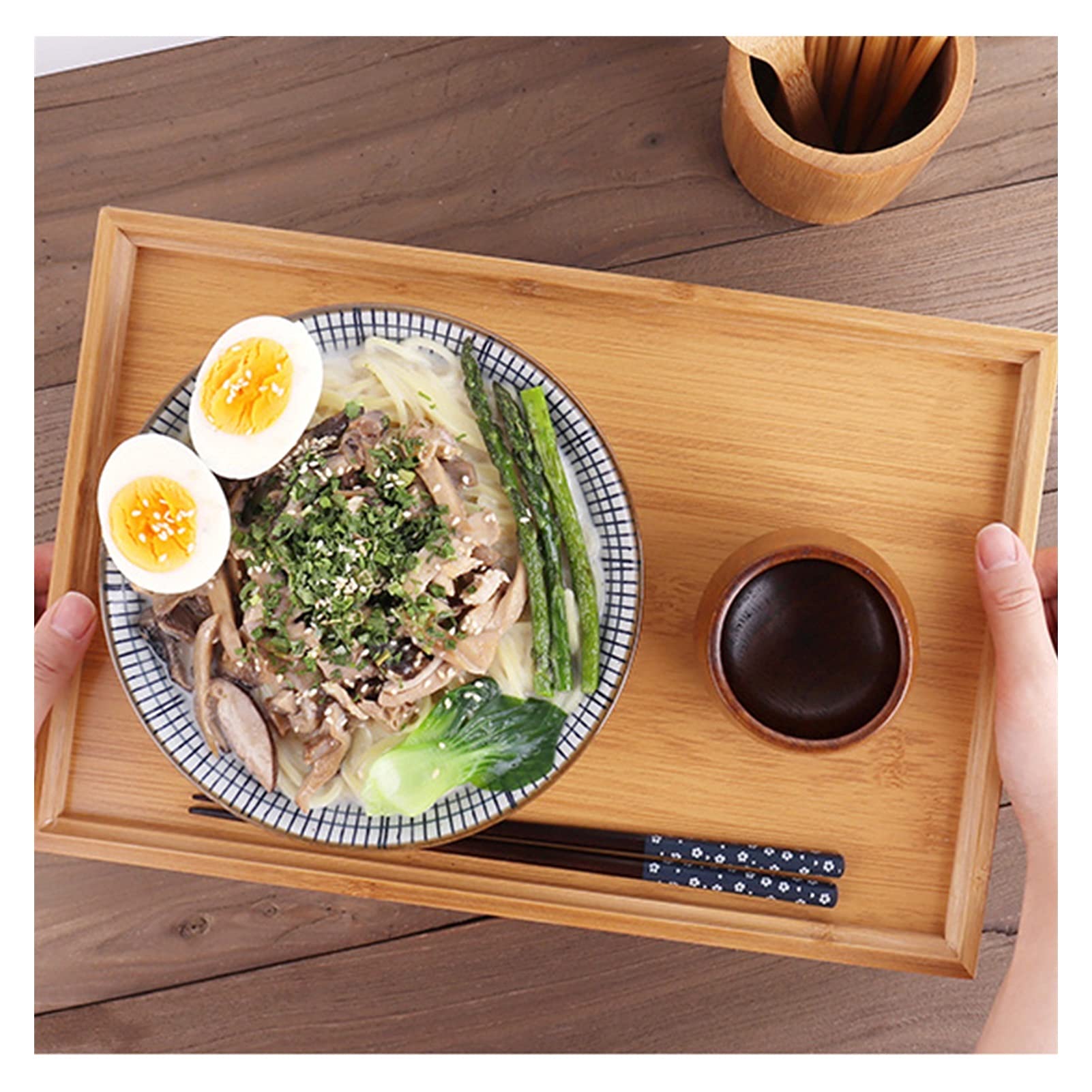 Bandeja para Servir Bandeja de Servicio con Asas - bandejas de Madera for la Comida del Desayuno, la decoración de la Mesa de café del té Bandeja/Bandejas ( Size : Small )