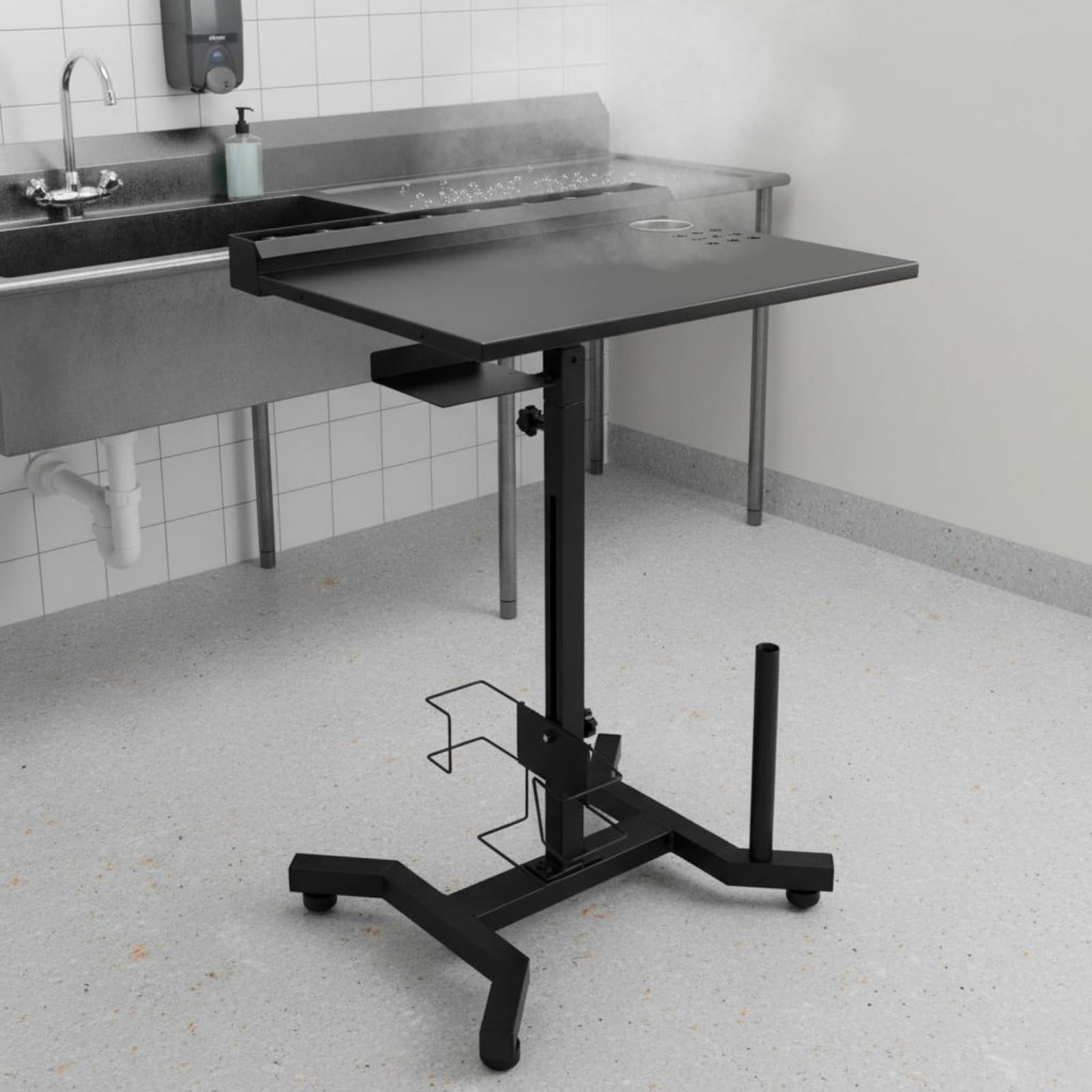 Professional Workstation Carrello Postazione Estetica Tavolo da Lavoro Vassoio Regolabile Struttura in Porta Bicchiere Stabilità Antiscivolo Adatta
