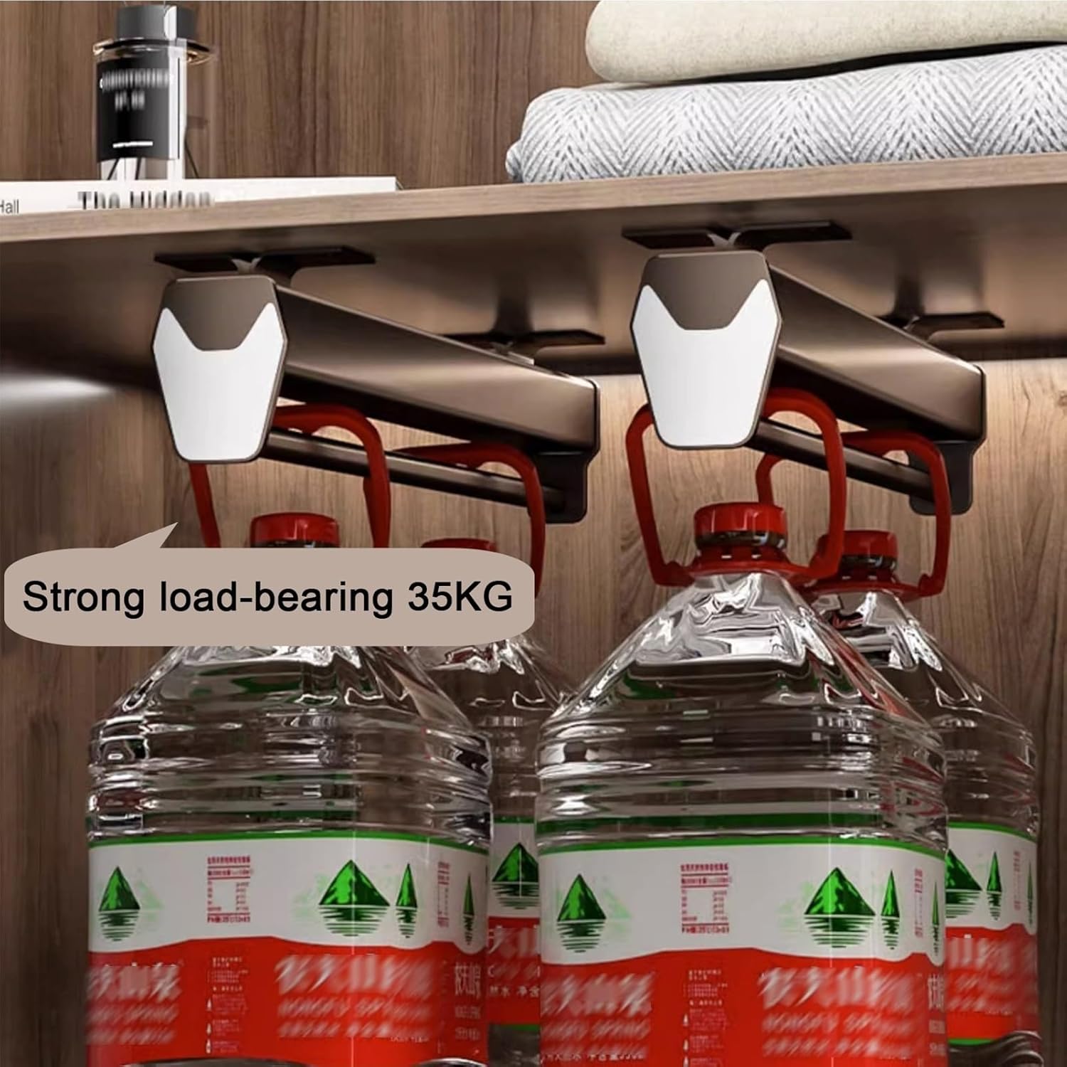 35kgのクローゼットズボンラック、アルミニウム合金調整可能な衣料品ハンガー、3セクションサイレントダブルガイドレールバレットロッド