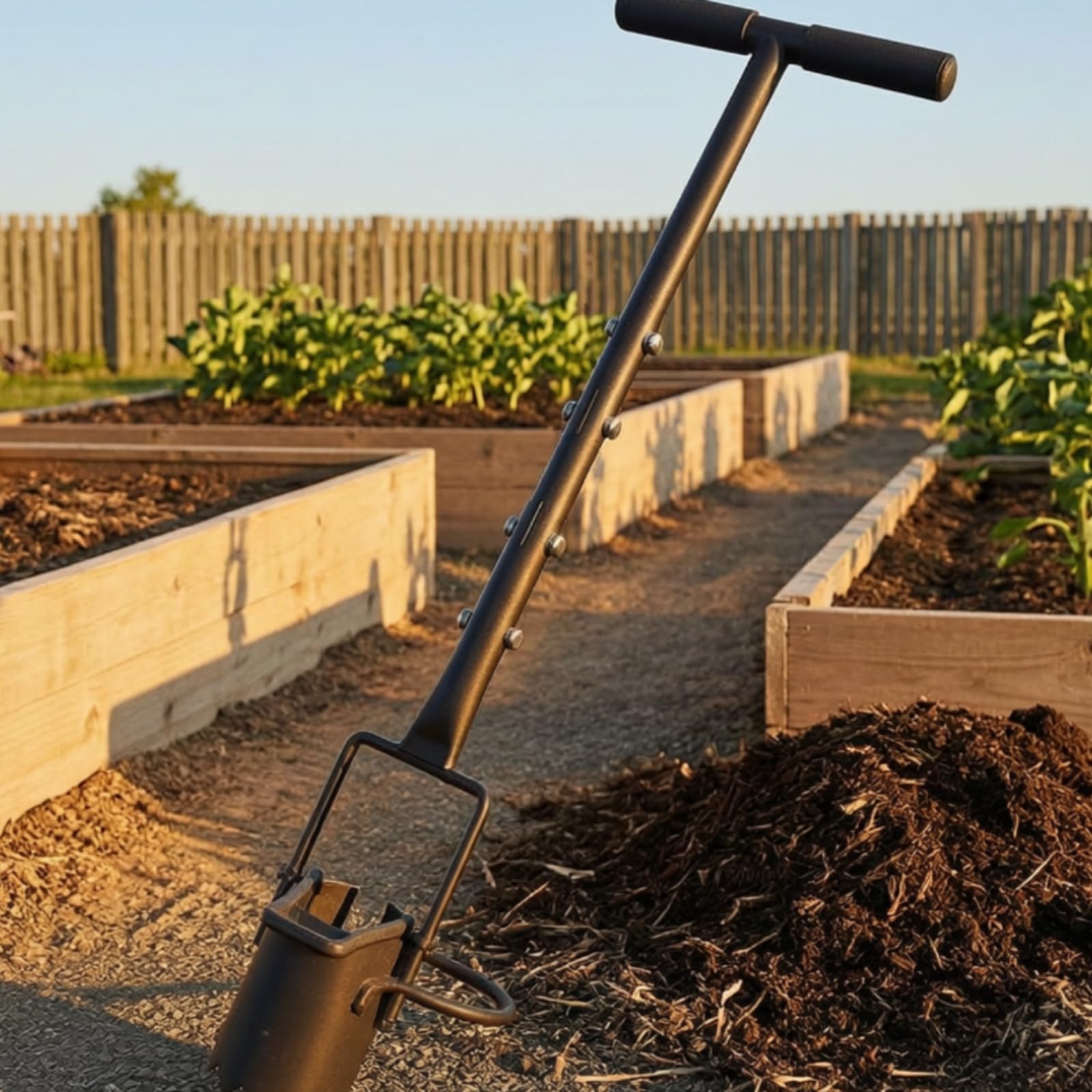 perfk Piantabulbi Versatile Scavabuche | In Acciaio Al Carbonio, Piantabulbi con Manico a T, ergonomico, Attrezzo per Piantare Bulbi, Aiuole