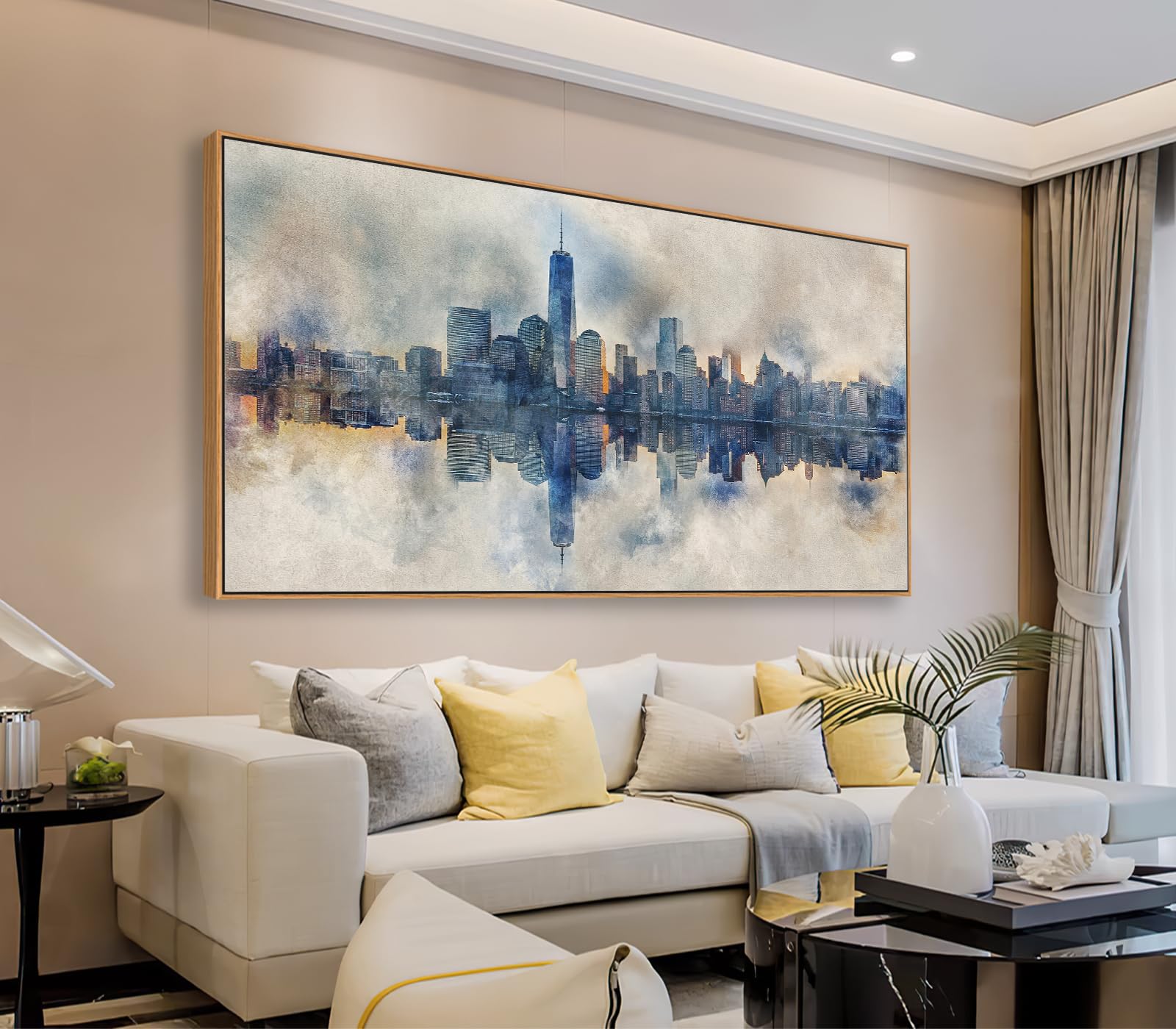 Amazon.com: NYC Framed Canvas Wall Art Abstract Painting Wall Decor ...