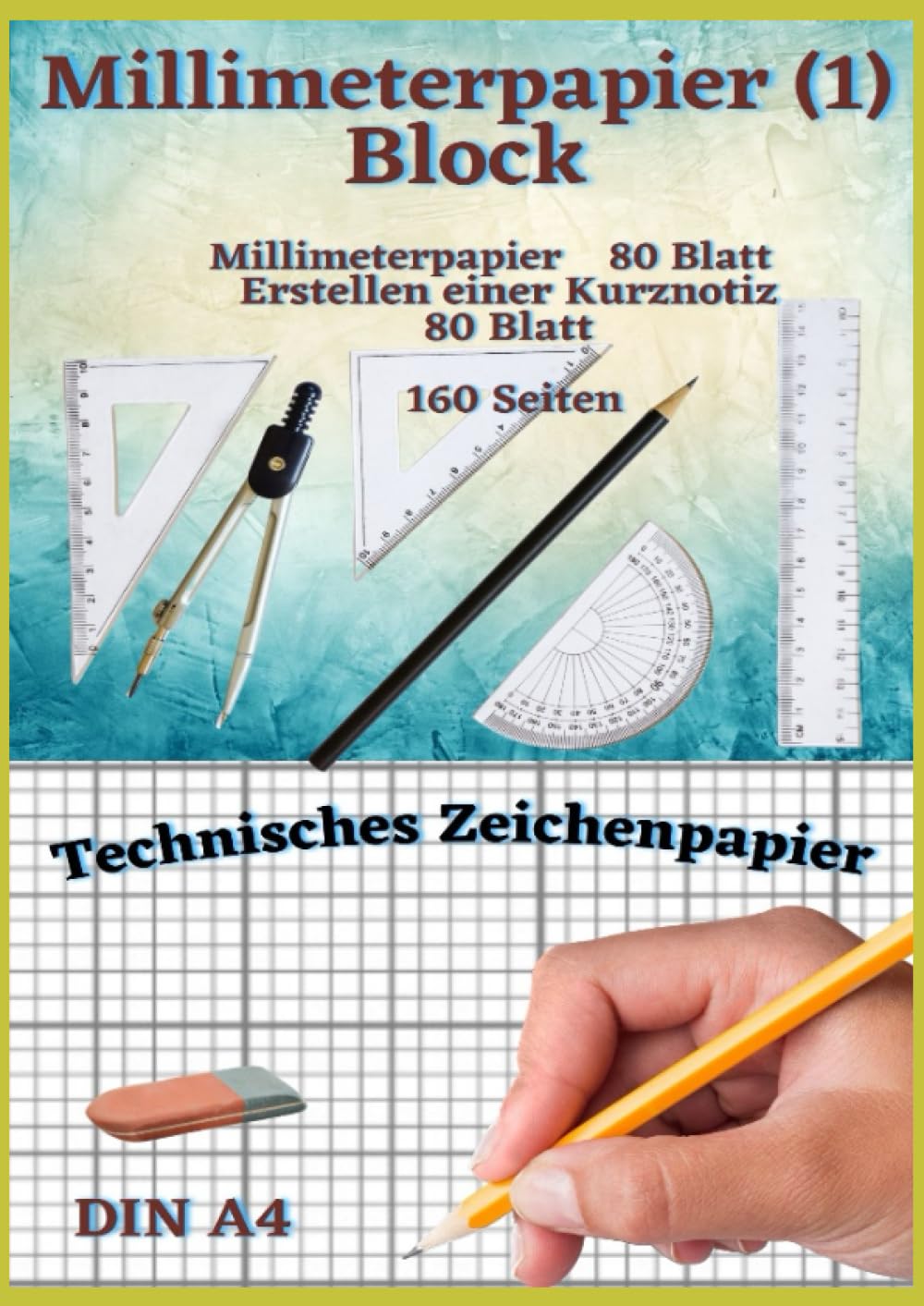 Independently published Millimeterpapier (1) Block: 80 Seiten, A4, 1 stück, Dunkel Grau