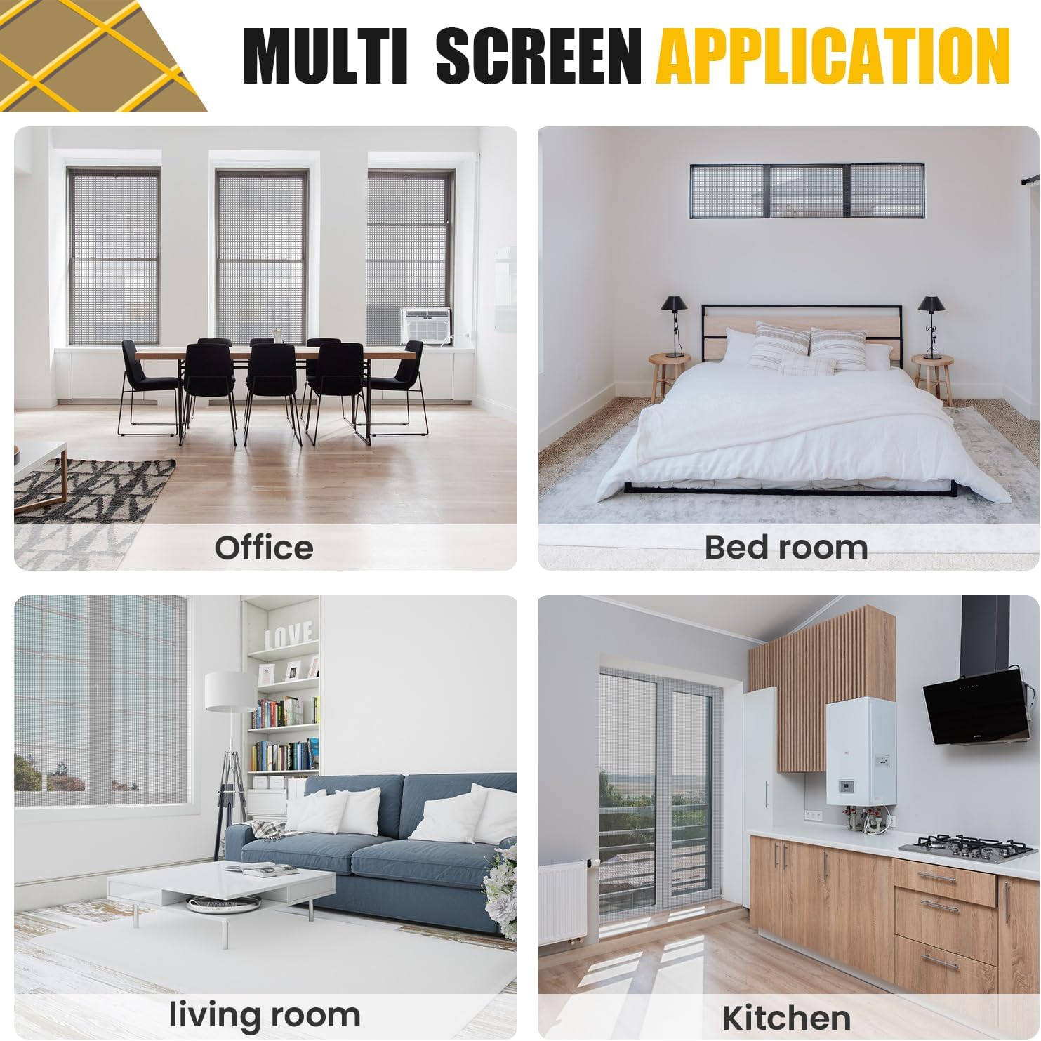 36''X100''DIY Custom Window Screen Mesh Replacement Repair Kit,Thickened Durable Fiberglass Screen Mesh for Window Screen, Sliding Screen,Doors and Patio Porch Screen