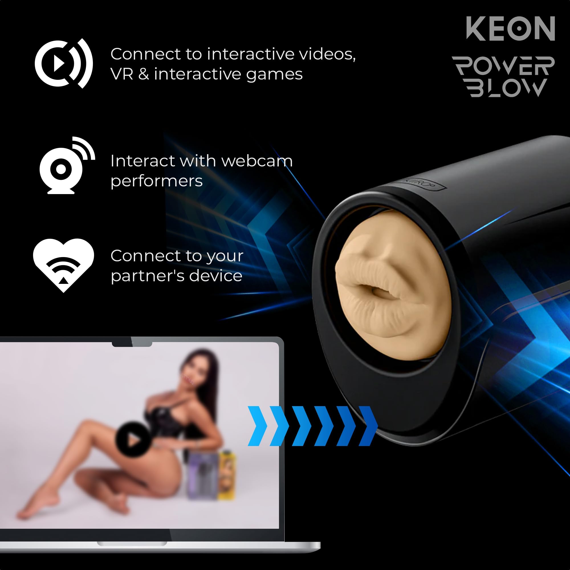 KIIROO Keon Masturbatore Automatico Maschile con Guaina Stroker – Controllo tramite App – Fino a 230 Movimenti al Minuto – Design a Mani Libere – Compatibile Wi-Fi