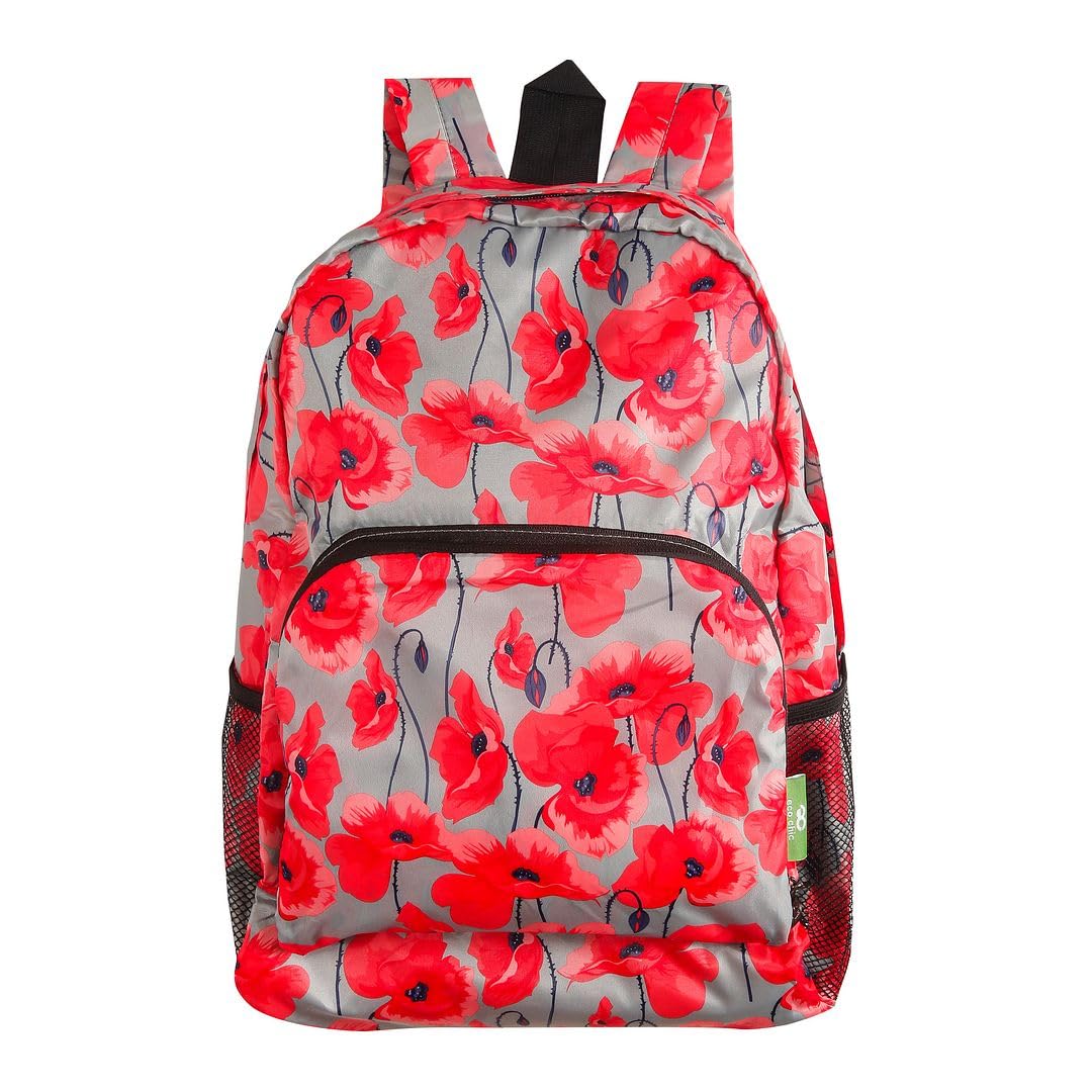 Mochila ligera plegable de tela impermeable con flores Eco Chic 8