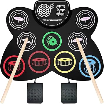 Electronic Drum Kit 9 Pads Roll-Up Practice Drum Set Built-in Headphone USB For Kid Adult Beginner Electronic Drum Kits Roll-Up Electronic Drum Set Drum Practice