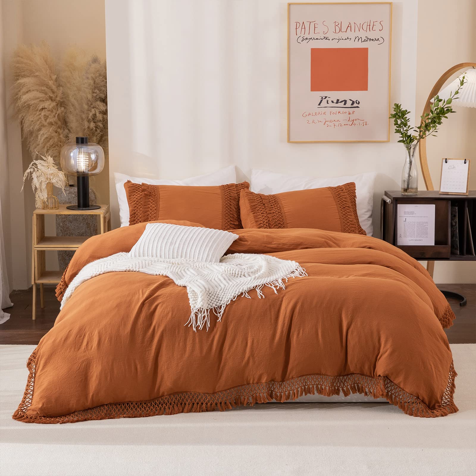 Burnt Orange Duvet Cover Boho Rust 