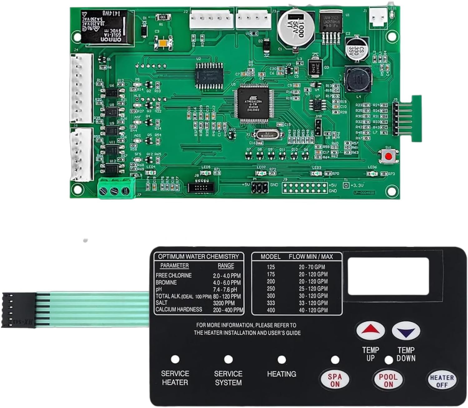 RQG 42002-0007S Control Board Kit with 472610Z Switch Pad, Fits Pentair MasterTemp 200 250 300 400, Fits Sta-Rite Max-E-Therm SR200 SR33 SR400, All NA & LP Series Pool Spa Heater