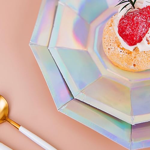 Miniatura 7 de Efavormart - Paquete de 25 platos de papel decagonal iridiscentes de 9 pulgadas, 300 GSM para recepciones de boda, banquetes, eventos con catering