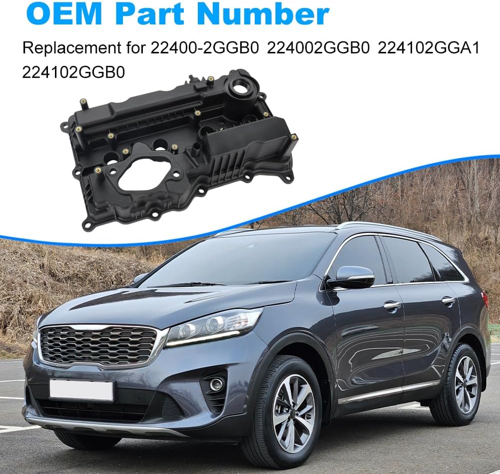 WATERWICH Engine Valve Cover Compatible with Hyundai Sonata Santa Fe Sport Kia Sorento Optima 2.0L 2.4L L4 2015-2020 Replacement for 22400-2GGB0 224002GGB0 224102GGA1 224102GGB0
