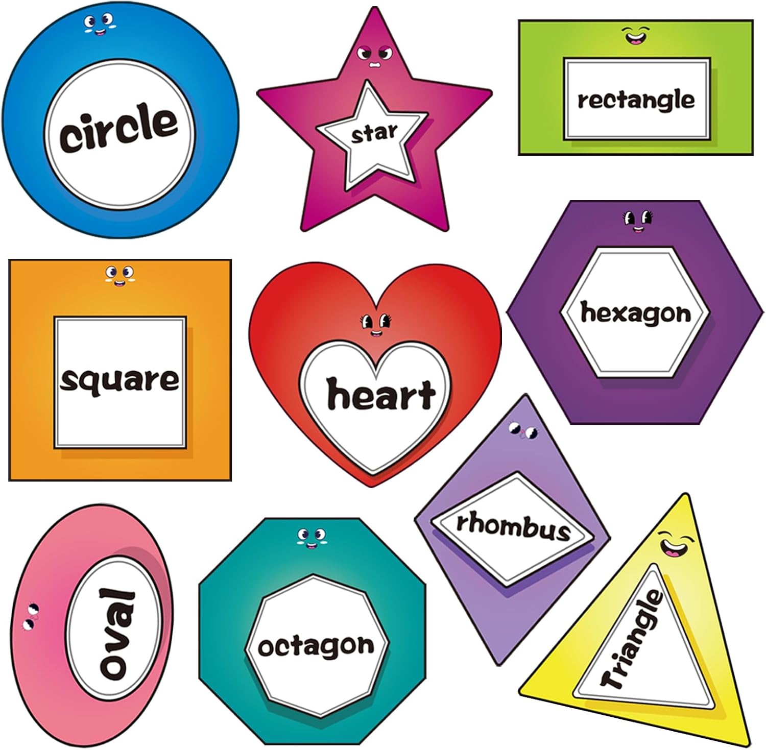Shapes Bulletin Board Set, Shapes Classroom Boarders,Shapes Educational Poster Chart with Adhesive Glue Point Dots for Toddler Preschool Classroom Learning Decorations Wall Decorations Colorful-a