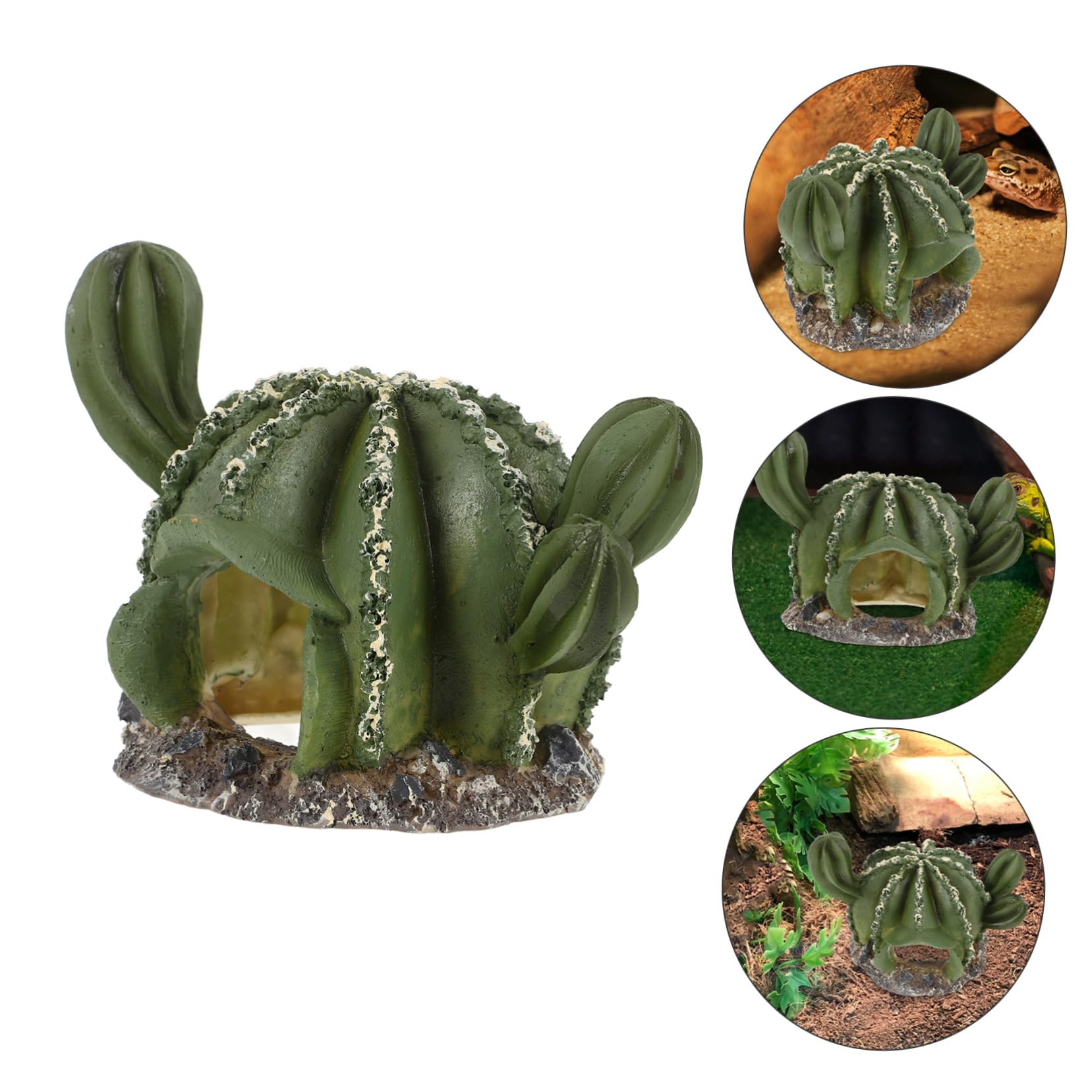 INOOMP 4piezas Cueva Decorativa para Reptiles Forma De Cactus Refugio De Resina para Geckos y Serpientes Accesorio Multifuncional para Terrarios y Acuarios