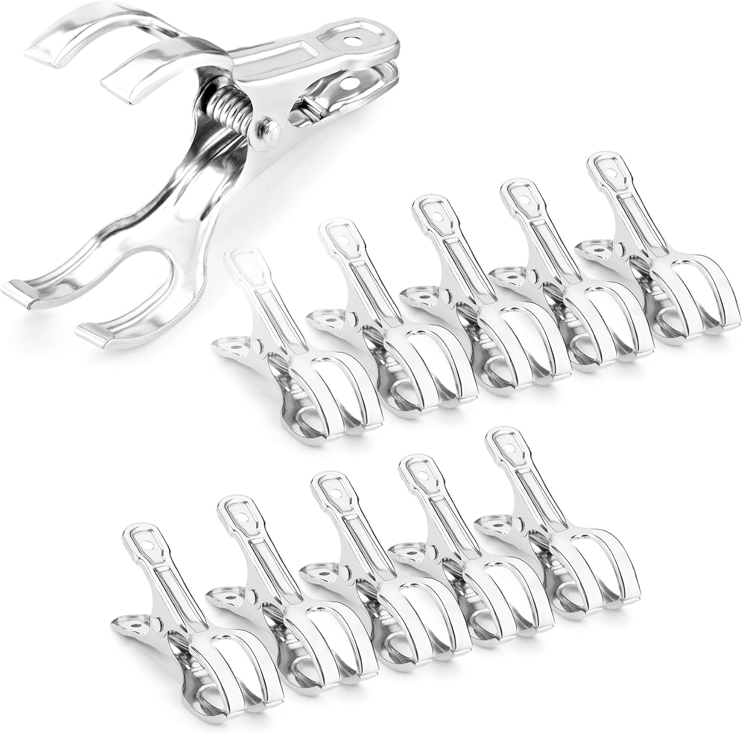 60-Pack Extra-Large Opening Garden Clips, Heavy Duty Stainless Steel Greenhouse Clamps for 3/4" to 2" Pipe - Securely Grips Row Cover, Frost Blanket, Bird Netting & Shade Cloth in High Winds