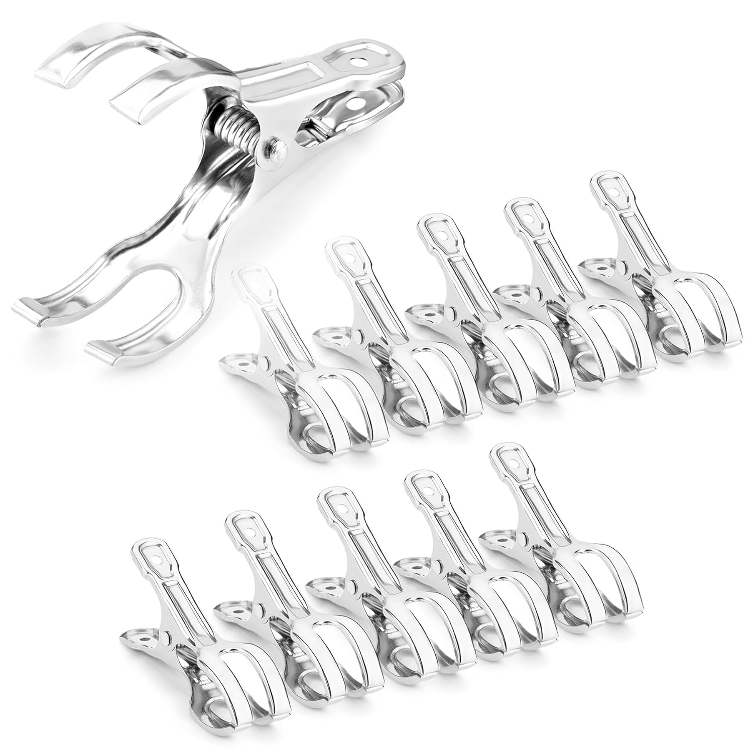 60-Pack Extra-Large Opening Garden Clips, Heavy Duty Stainless Steel Greenhouse Clamps for 3/4" to 2" Pipe - Securely Grips Row Cover, Frost Blanket, Bird Netting & Shade Cloth in High Winds
