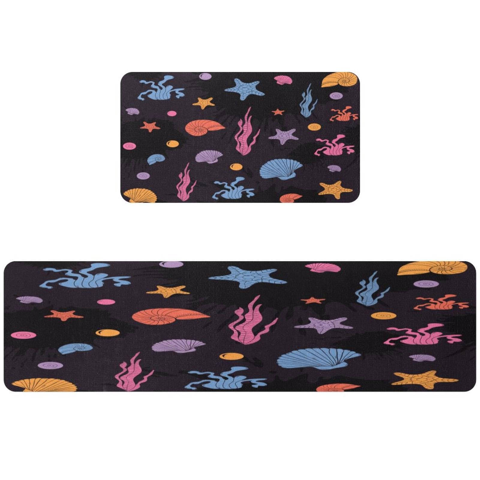 Alfombrillas de cocina antideslizantes VAPOKF de 2 piezas lavables con diseño de estrellas de mar