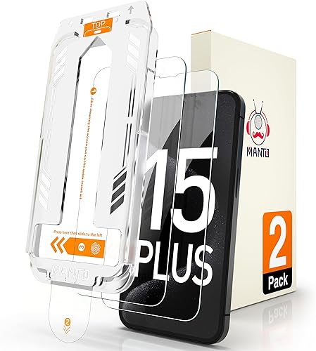 MANTO Protector de pantalla para iPhone 15 Pro de 6.1 pulgadas, inastillable y de mayor duración HD transparente, antiarañazos, sin burbujas, con