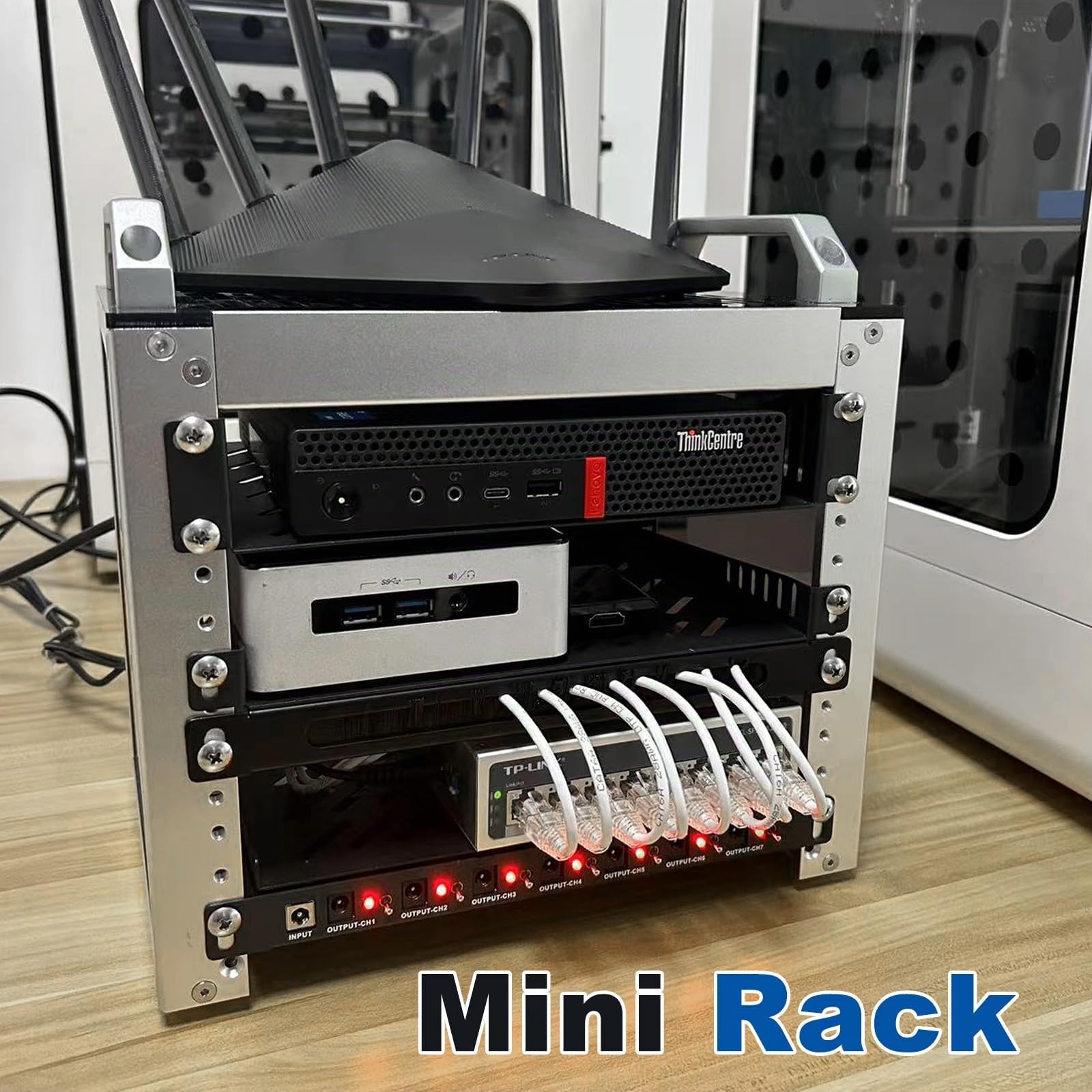 GeeekPi Armadio per server 4U, rack per server da 10 pollici per apparecchiature di rete, audio e video, custodia per montaggio su rack DeskPi RackMate T0